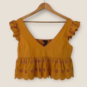 Forever 21 Ruffle Eyelet Cotton Top